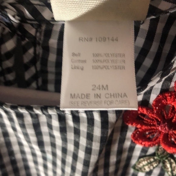 Lily Blue Sleeveless White/Black Checker and White Tulle Dress 24M - Picture 3 of 7